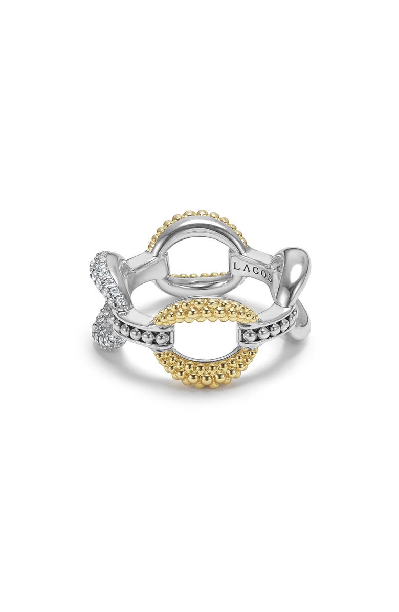 LAGOS Caviar Luxe Diamond Link Ring, Alternate, color, 