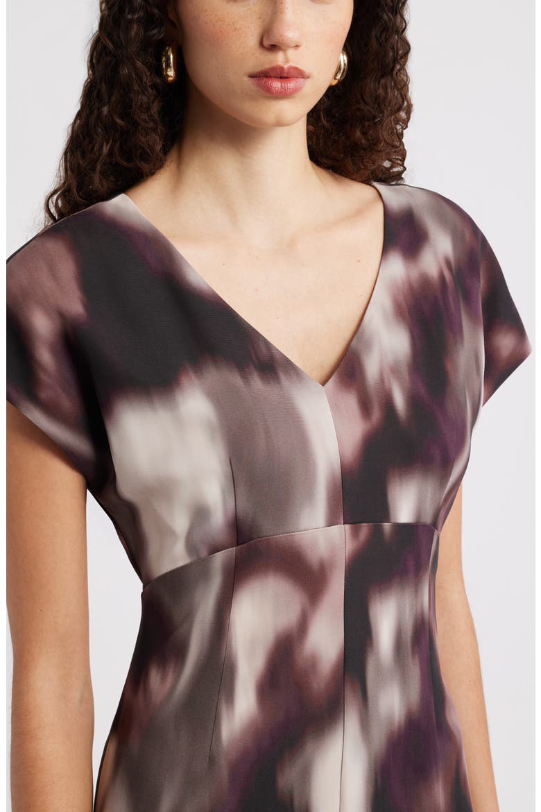 Print Midi Dress, Alternate, color, BURGUNDY COSMOS