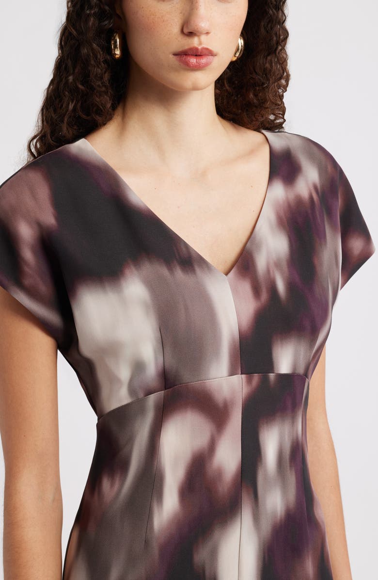 Nordstrom Print Midi Dress, Alternate, color, Burgundy Cosmos