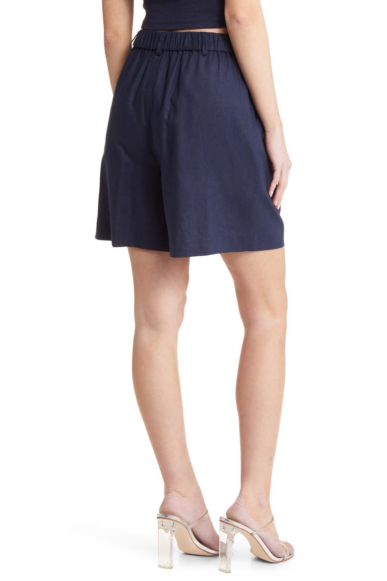 Women's Linen Blend Bermuda Shorts, Alternate, color, NAVY BLAZER