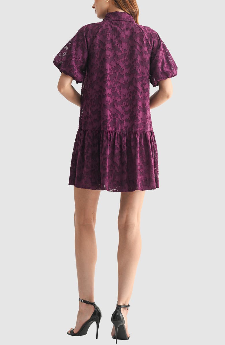 Mila Mae Puff Sleeve Burnout Shirtdress, Alternate, color, Plum