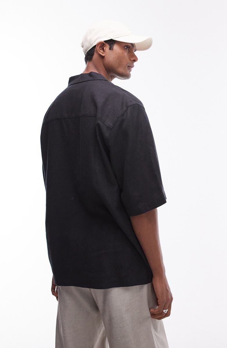 Topman Boxy Linen Blend Camp Shirt, Alternate, color, 
