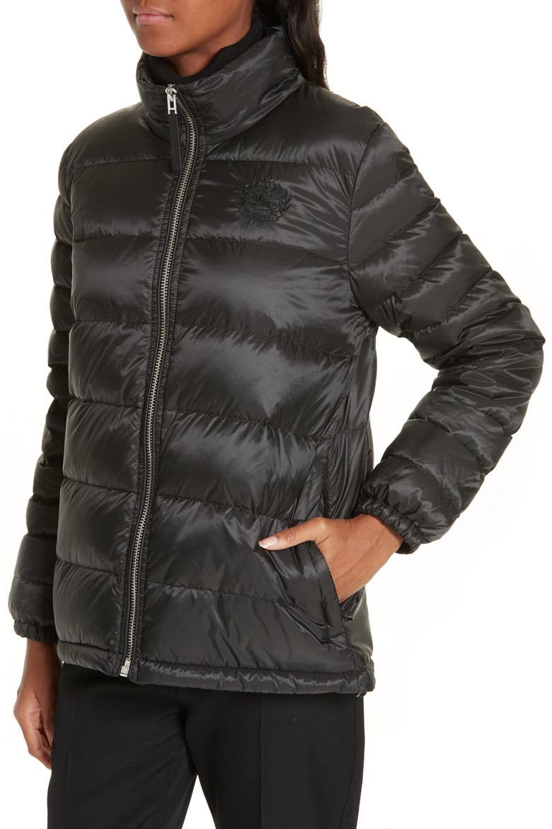 Smethwick Archive Logo Quilted Down Puffer Coat, Alternate, color, BLACK
