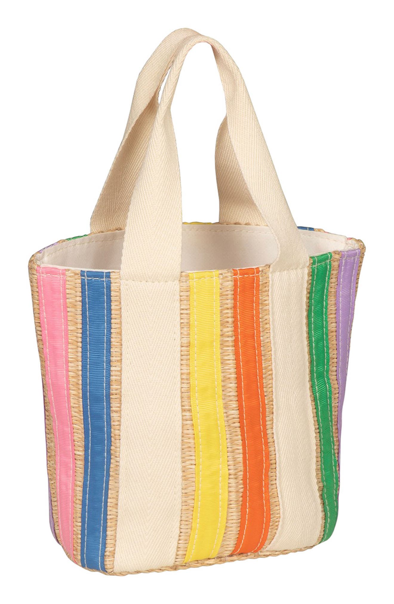 Mimi & Lula Kids' Rainbow Ribbon Basket Tote, Main, color, 