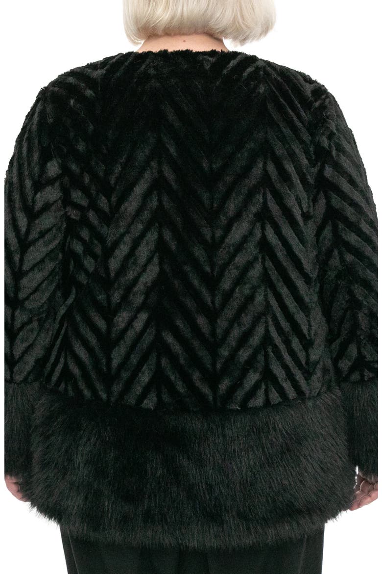 Chevron Faux Fur Bolero, Alternate, color, BLACK