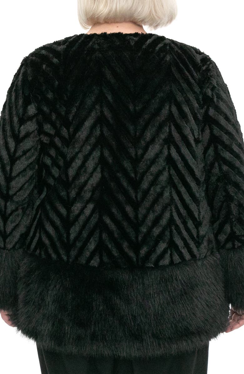 Nina Leonard Chevron Faux Fur Bolero, Alternate, color, 