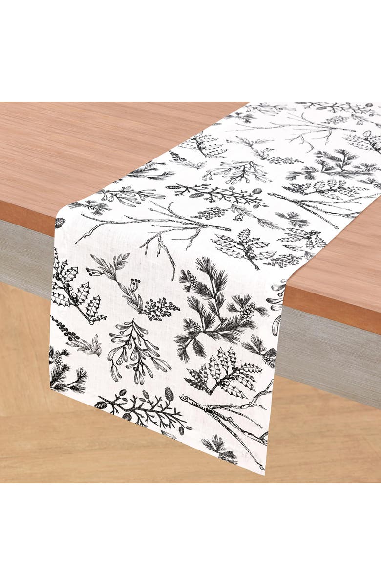 Solino Home Linen Table Runner - Winter Forest, Alternate, color, Black/White