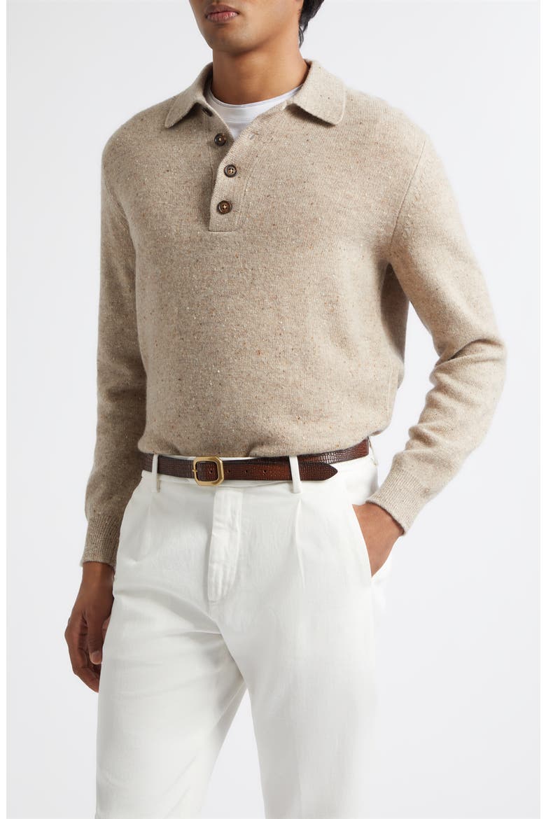Nepped Wool Polo Sweater, Main, color, 02 SAND