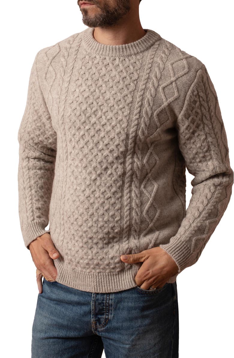 Celtic & Co. Cable Sweater, Alternate, color, Oatmeal Fleck