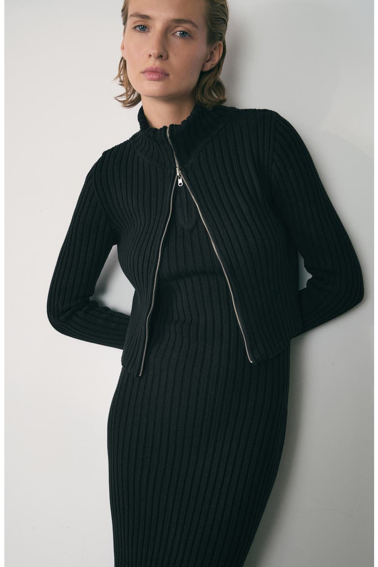 Sleeveless Knit Dress & Cardigan Set, Alternate, color, BLACK