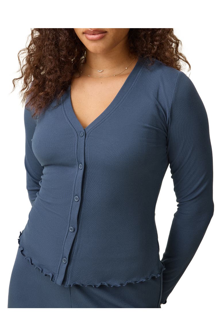 Ribbed Modal Cardigan, Alternate, color, Light Navy