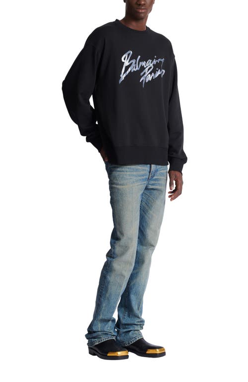 Balmain Printed Cotton Sweatshirt In Black