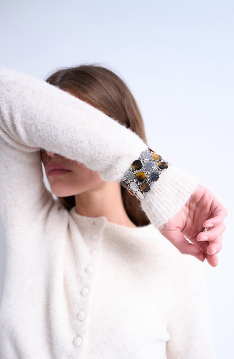 Topshop Covered Button Cardigan, Alternate, color, Ivory