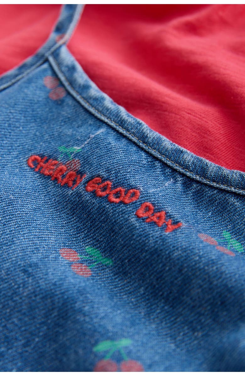 NEXT Kids' Cherry Denim Romper & T-Shirt Set, Alternate, color, Blue