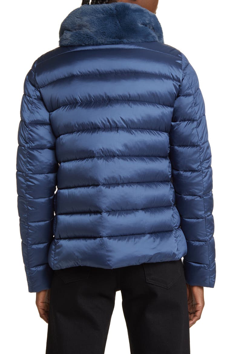 Mei Faux Fur Collar Puffer Jacket, Alternate, color, NAVY BLUE
