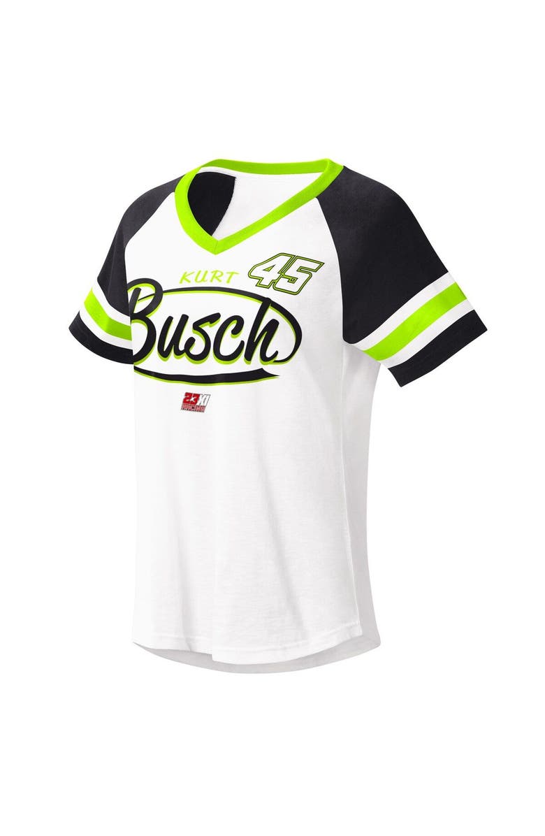 G-III 4HER BY CARL BANKS Women's G-III 4Her by Carl Banks White/Black Kurt Busch Circus Catch V-Neck T-Shirt, Main, color, White