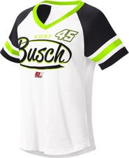 G-III 4HER BY CARL BANKS Women's G-III 4Her by Carl Banks White/Black Kurt Busch Circus Catch V-Neck T-Shirt