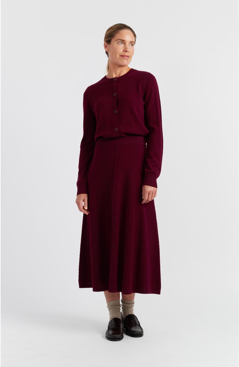 Chinti & Parker Wool Cashmere Midi Skirt, Alternate, color, Claret