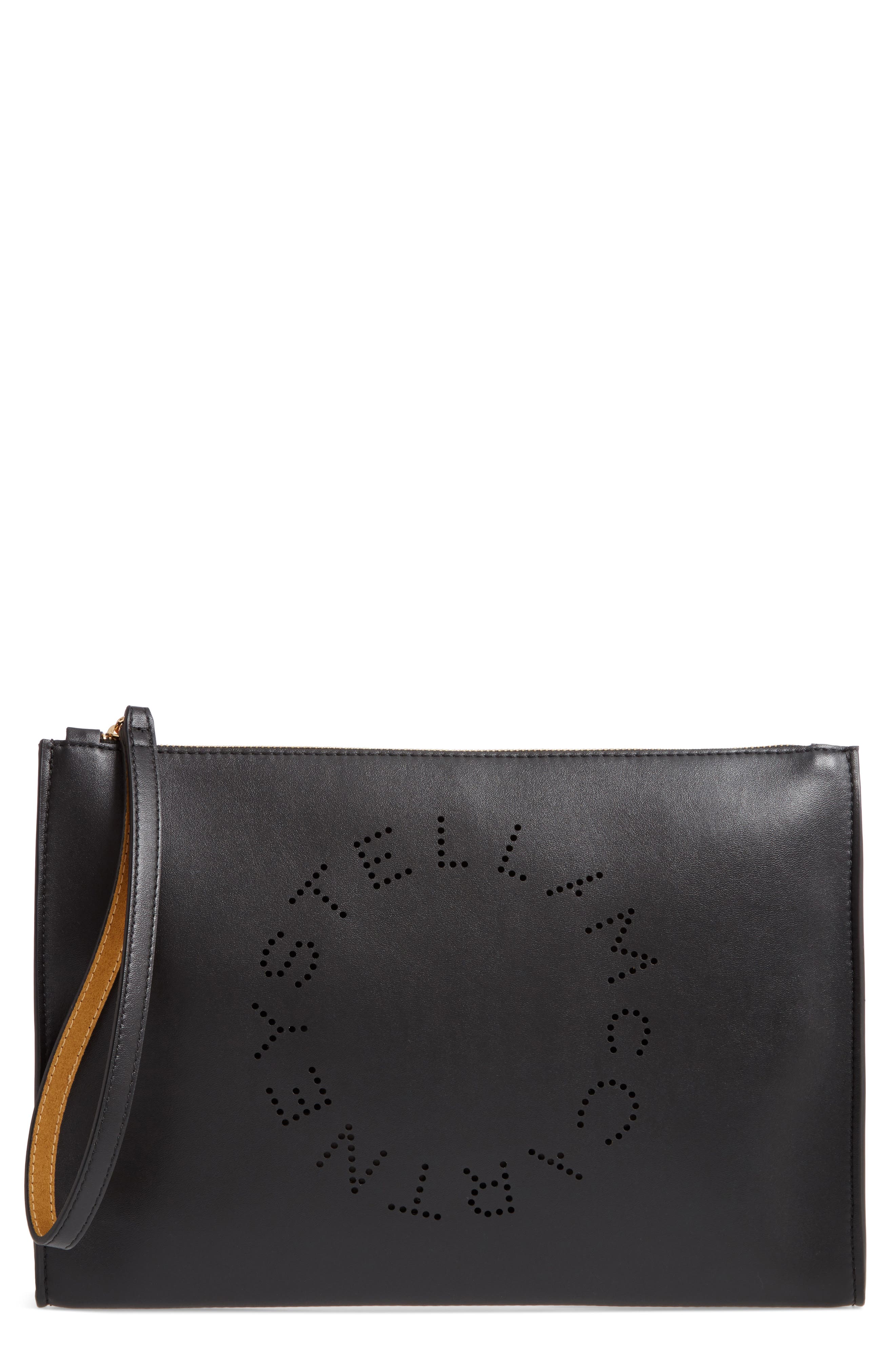 Stella McCartney Pochette Faux Leather Zip Pouch, Main, color, 