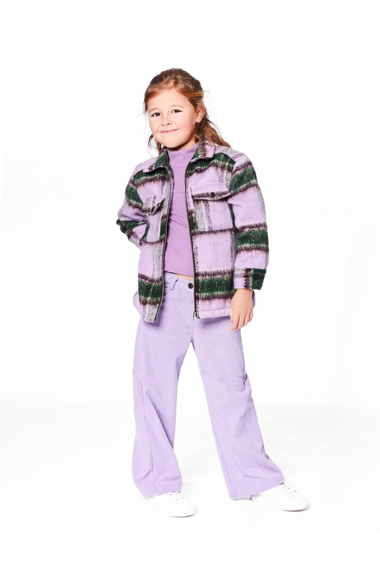 Deux par Deux Zipped Plaid Overshirt, Alternate, color, Mauve And Green