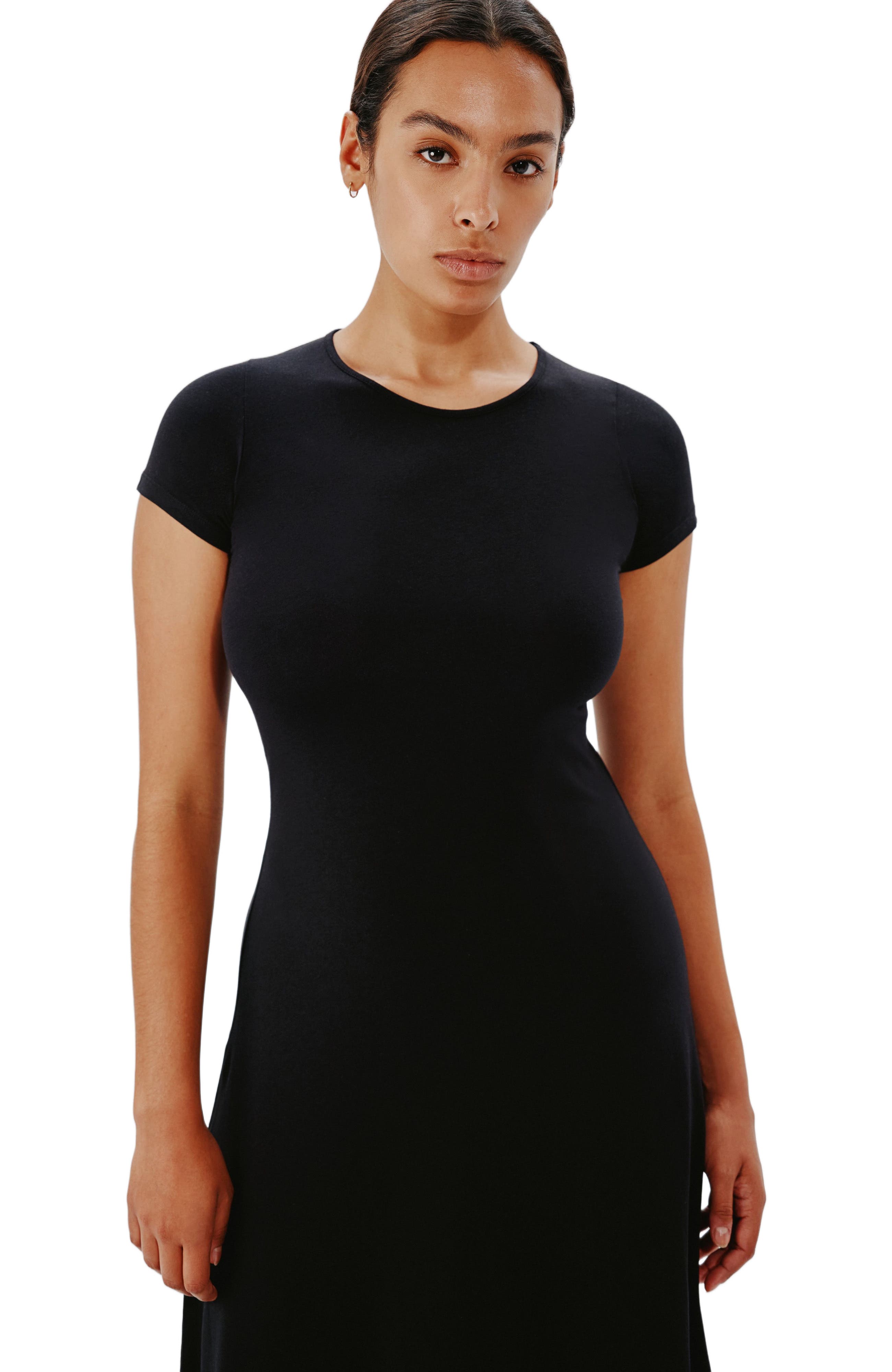 long sleeve fitted tee dress Long Sleeve Fitted T-Shirt Dress In Black
