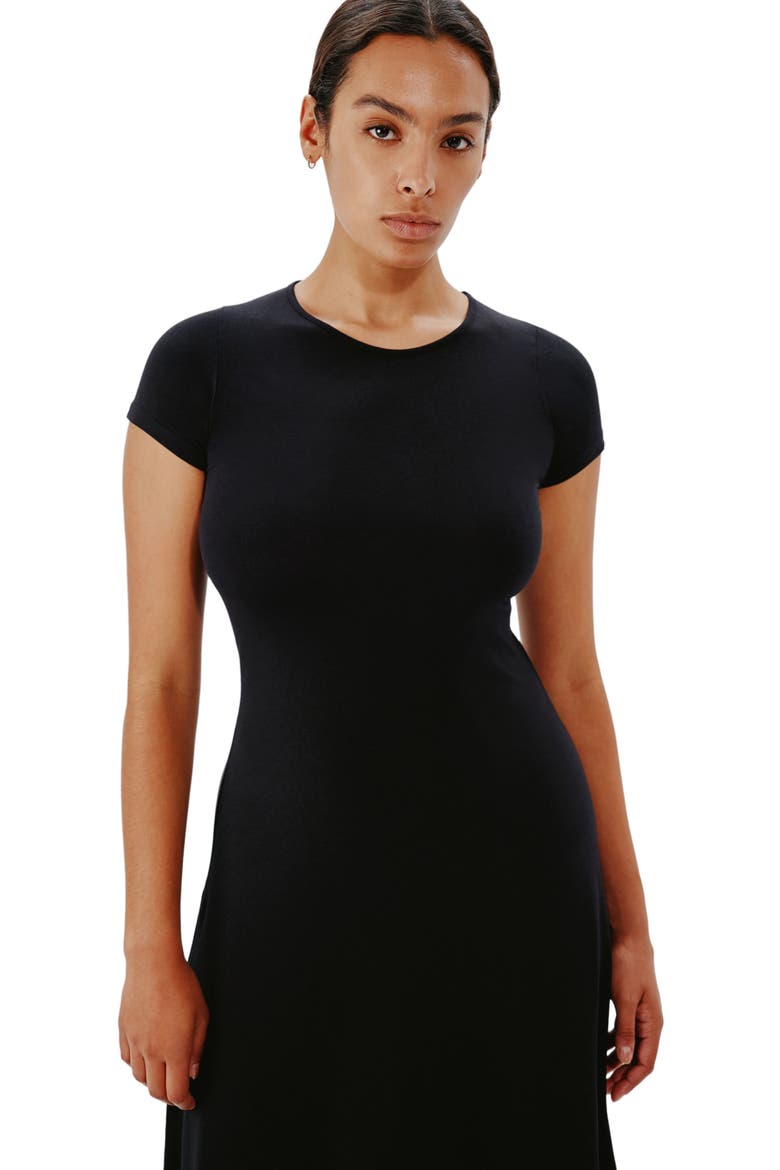 FITTED TEE DRESS, Alternate, color, BLACK