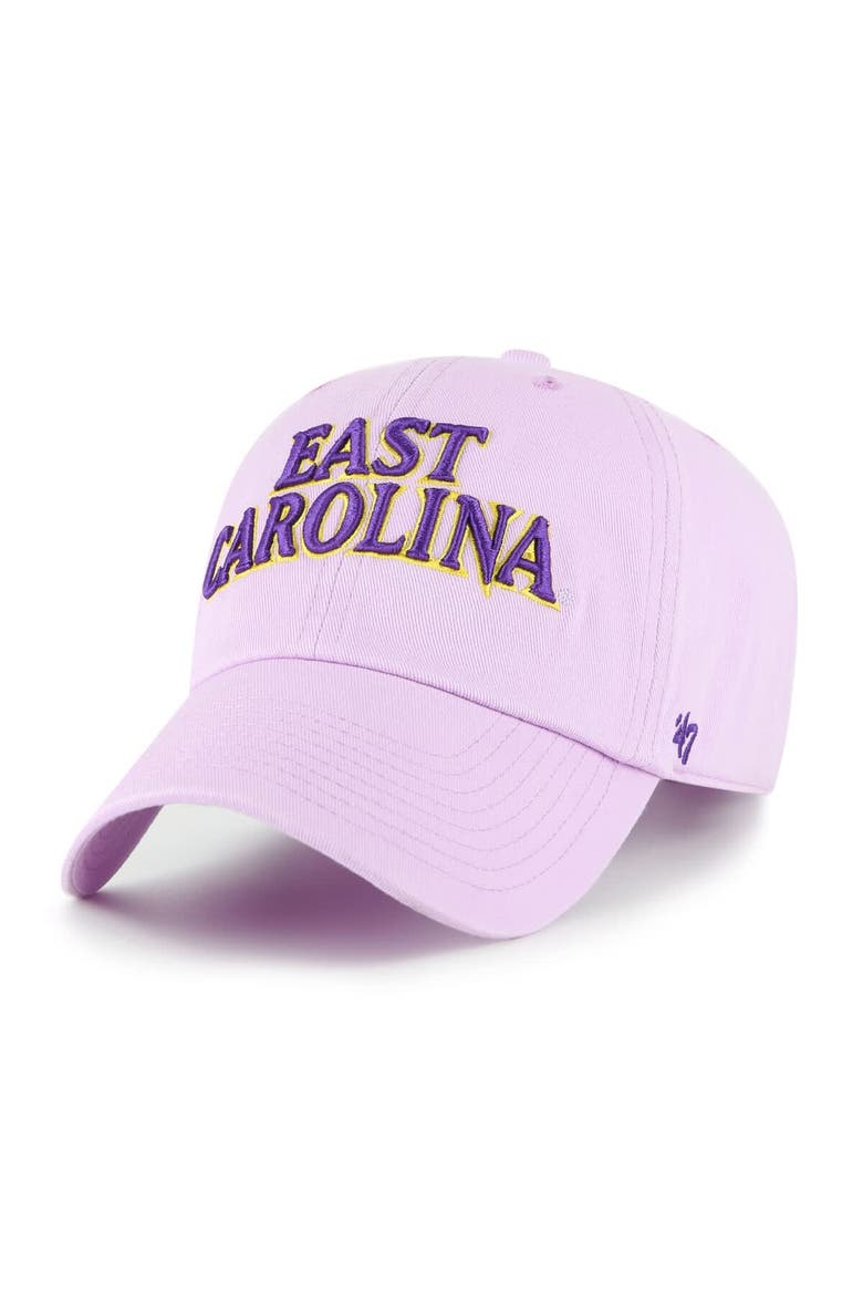 Men's '47 Purple ECU Pirates Clean Up Adjustable Hat, Main, color, Purple