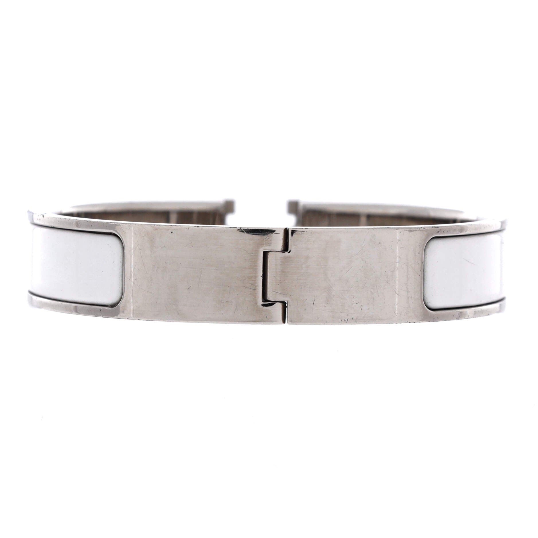 Clic H Bracelet Enamel Narrow, Alternate, color, White
