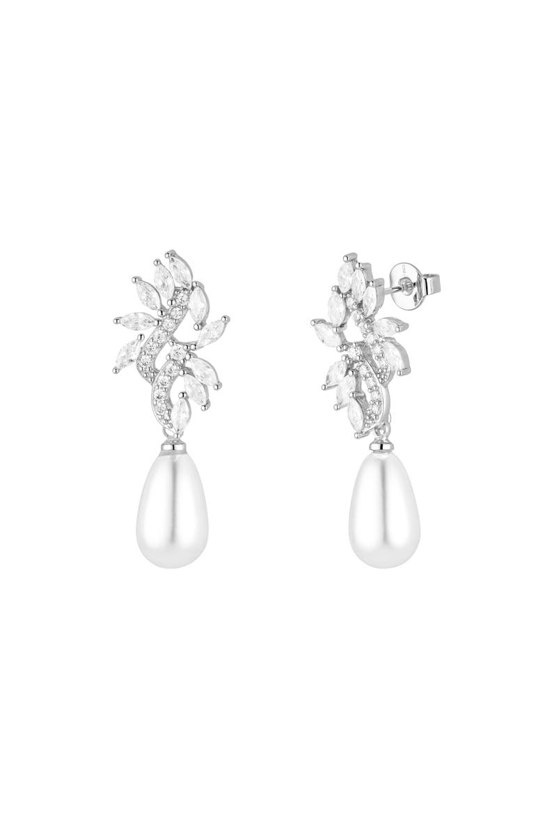 Untamed Petals Regency Crystal Drop Earrings, Main, color, Silver