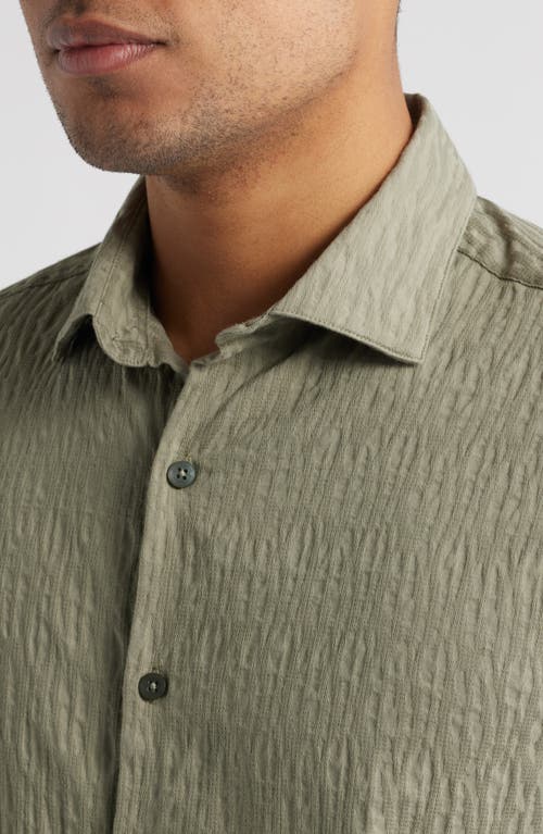 Robert Barakett Calyx Cotton Blend Jacquard Short Sleeve Button-up Shirt In Green