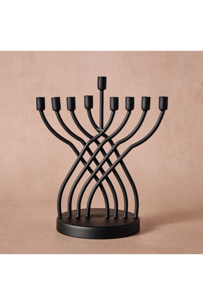Sudaul Criss Cross Iron Menorah, Alternate, color, Black