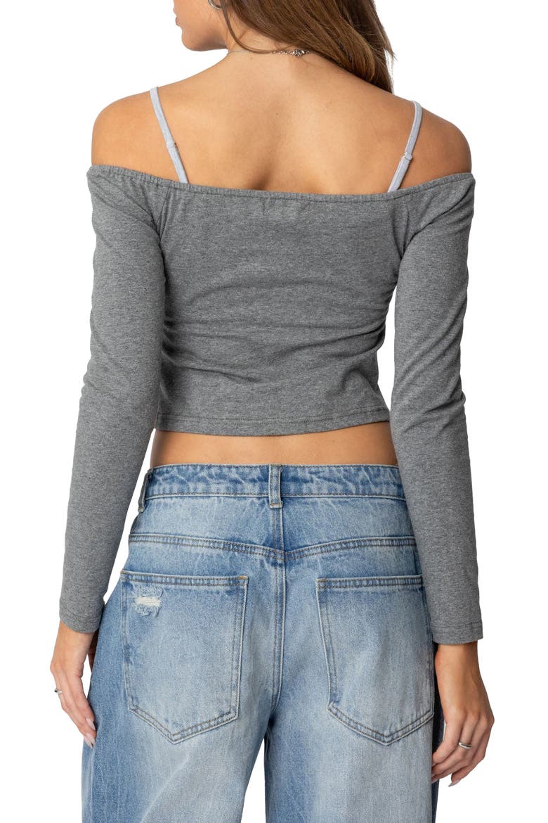Layered Cold Shoulder Crop Top, Alternate, color, GRAY-MELANGE