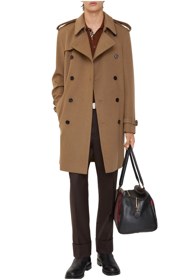 Mid-length Cashmere Hastings Trench Coat, Main, color, Camel beige