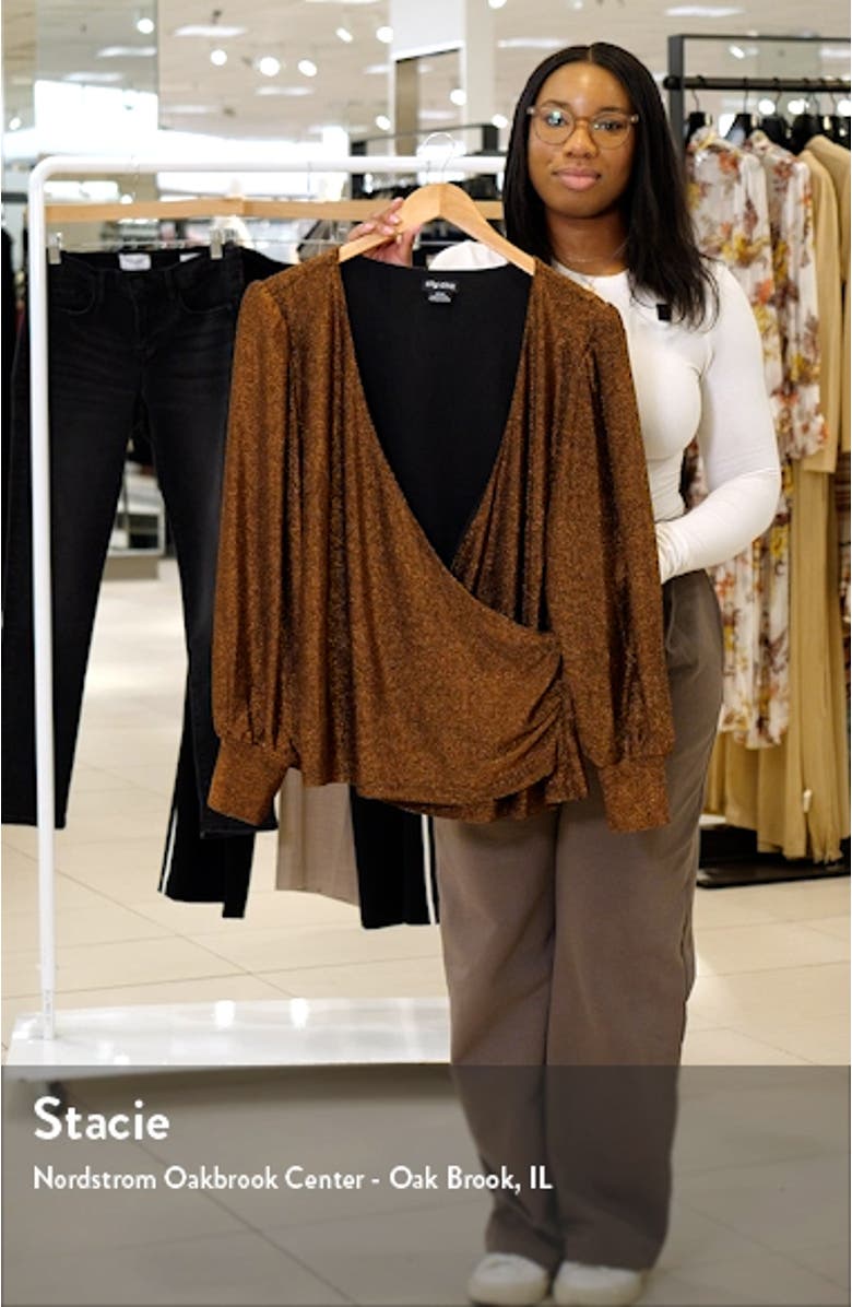 Glowing Shimmer Faux Wrap Top, sales video thumbnail