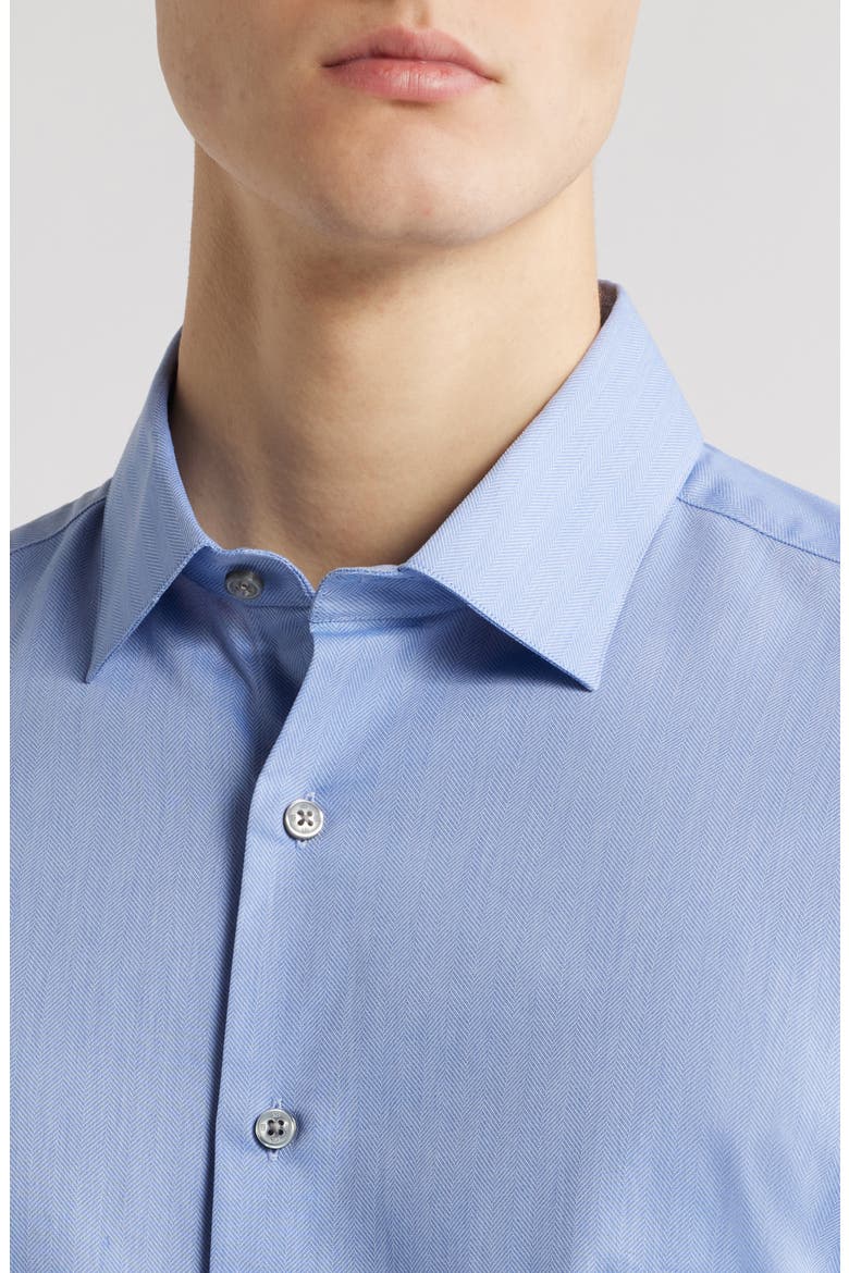 Herringbone Twill Button-Up Shirt, Alternate, color, BLUE