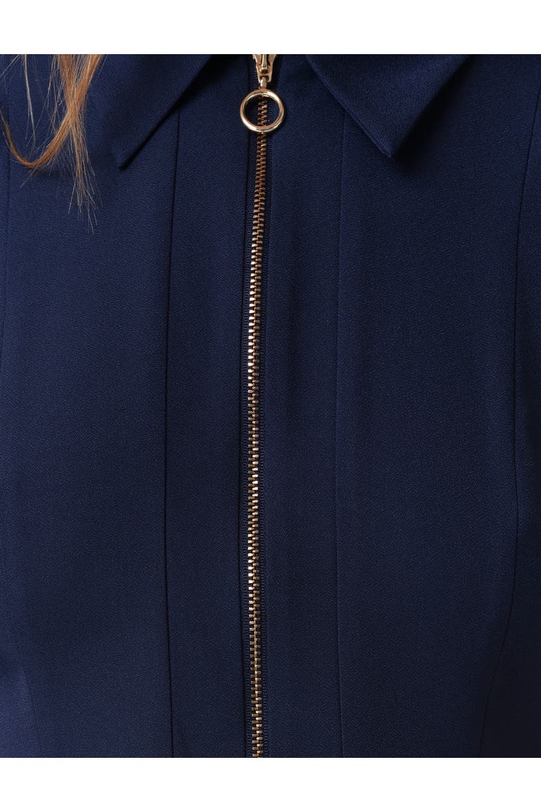 Haisley Collared Zip Front Midi Dress, Alternate, color, Navy