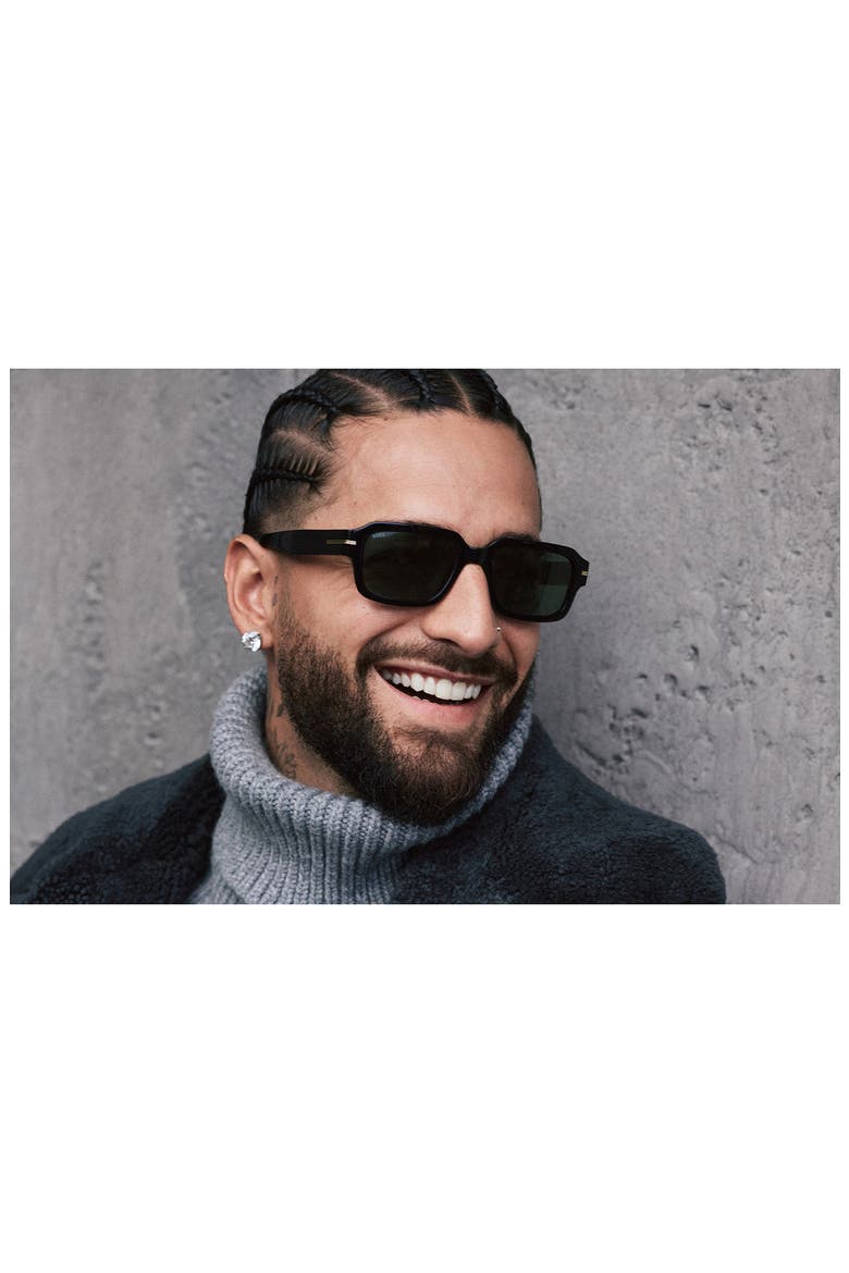 53mm Rectangular Sunglasses, Alternate, color, BLACK
