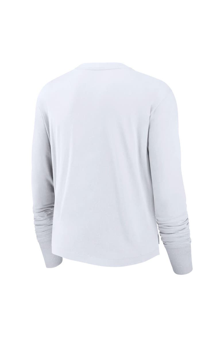 Women's Nike White Los Angeles Rams Layered Logo Cropped Long Sleeve Fashion T-Shirt, Alternate, color, White