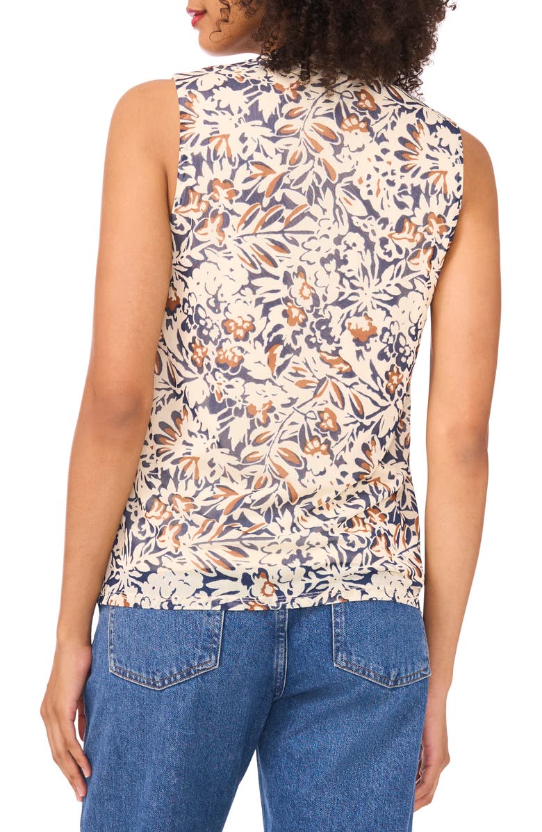 Halogen<sup>®</sup> Ditsy Cowl Neck Sleeveless Mesh Top, Alternate, color, Classic Navy