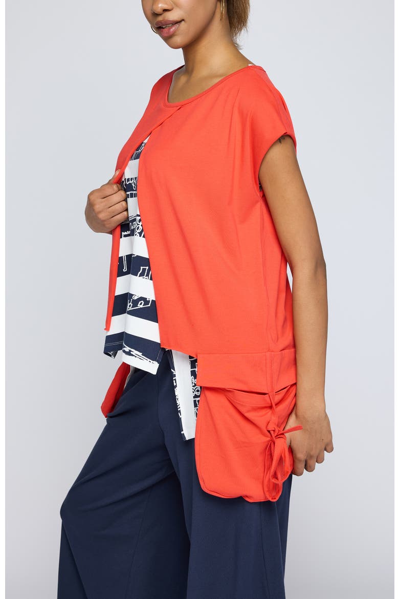 Cerys Asymmetric Jersey Blouse, Alternate, color, Vermillion