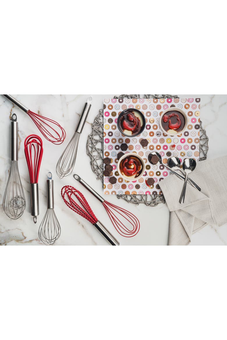 10 Inch Silicone Flat Whisk, Alternate, color, Red