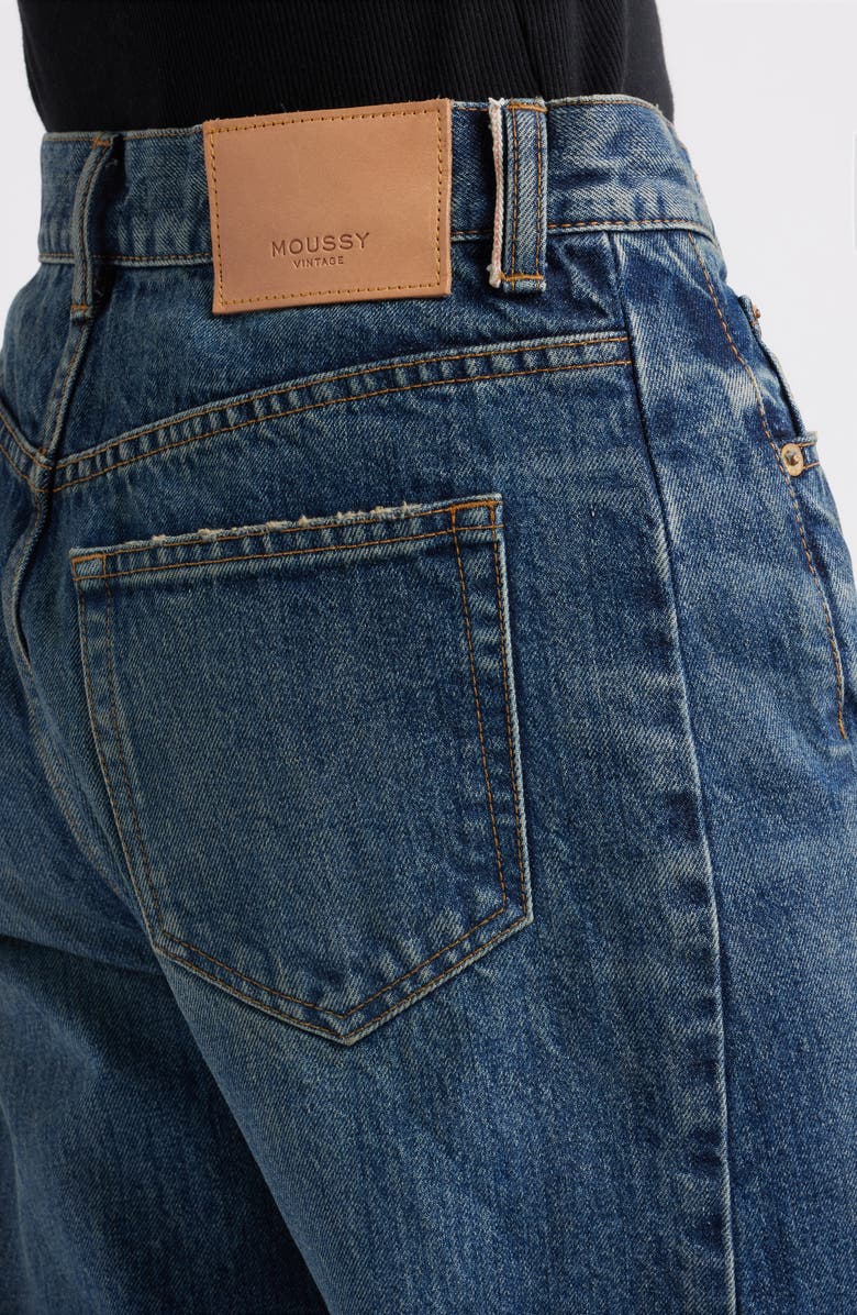 MOUSSY VINTAGE Harlem Side Line High Waist Wide Leg Ankle Jeans, Alternate, color, Dark Blue