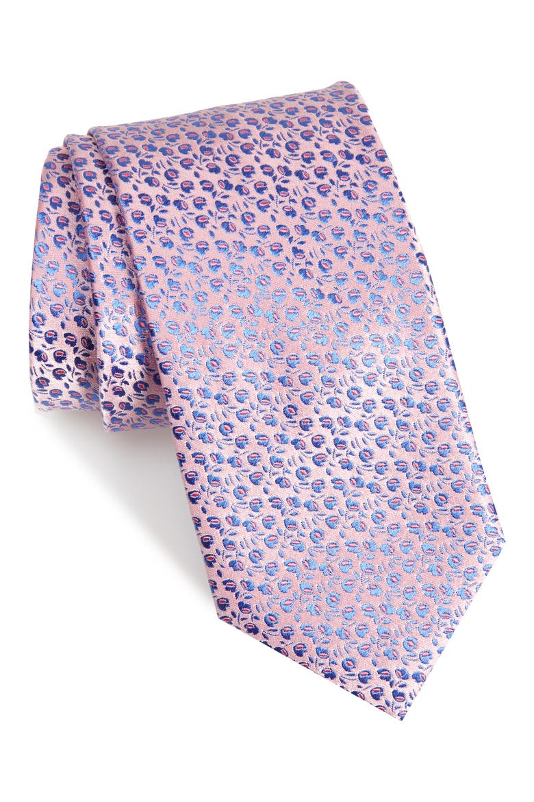 Floral Silk Tie, Main, color, PINK