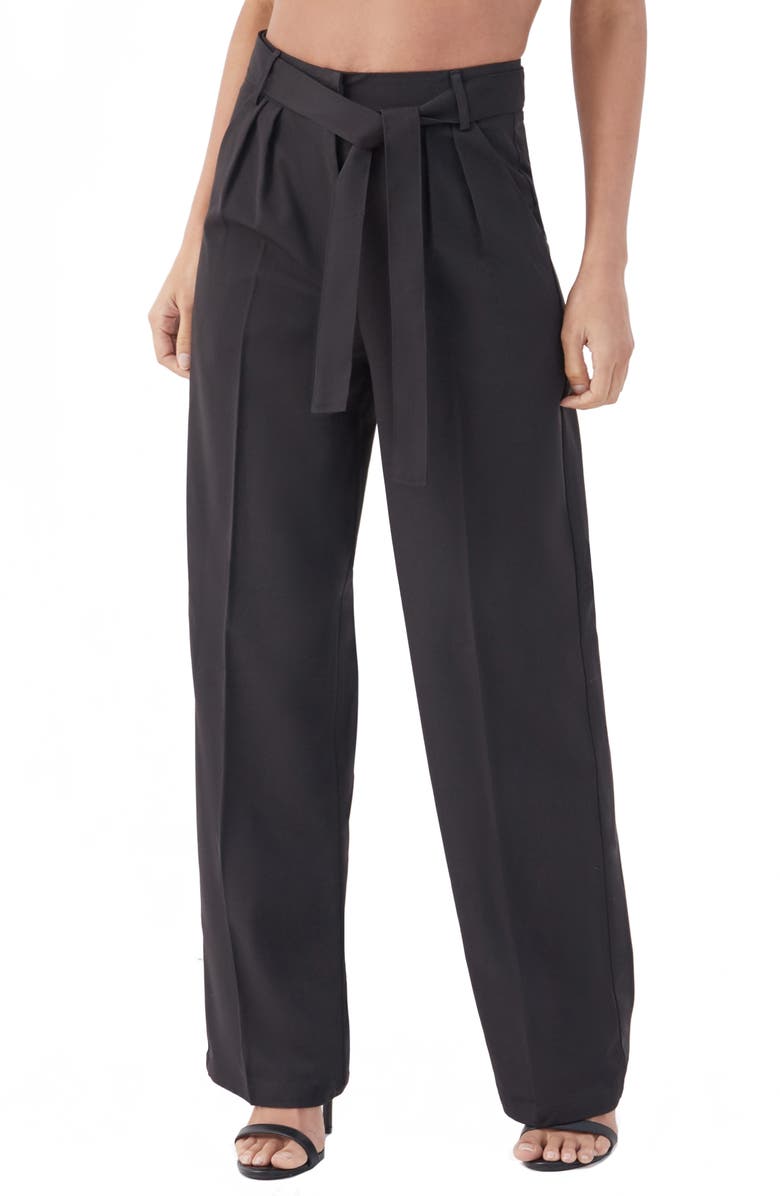 4th & Reckless Skylar Tie Waist Wide Leg Trousers, Main, color, 