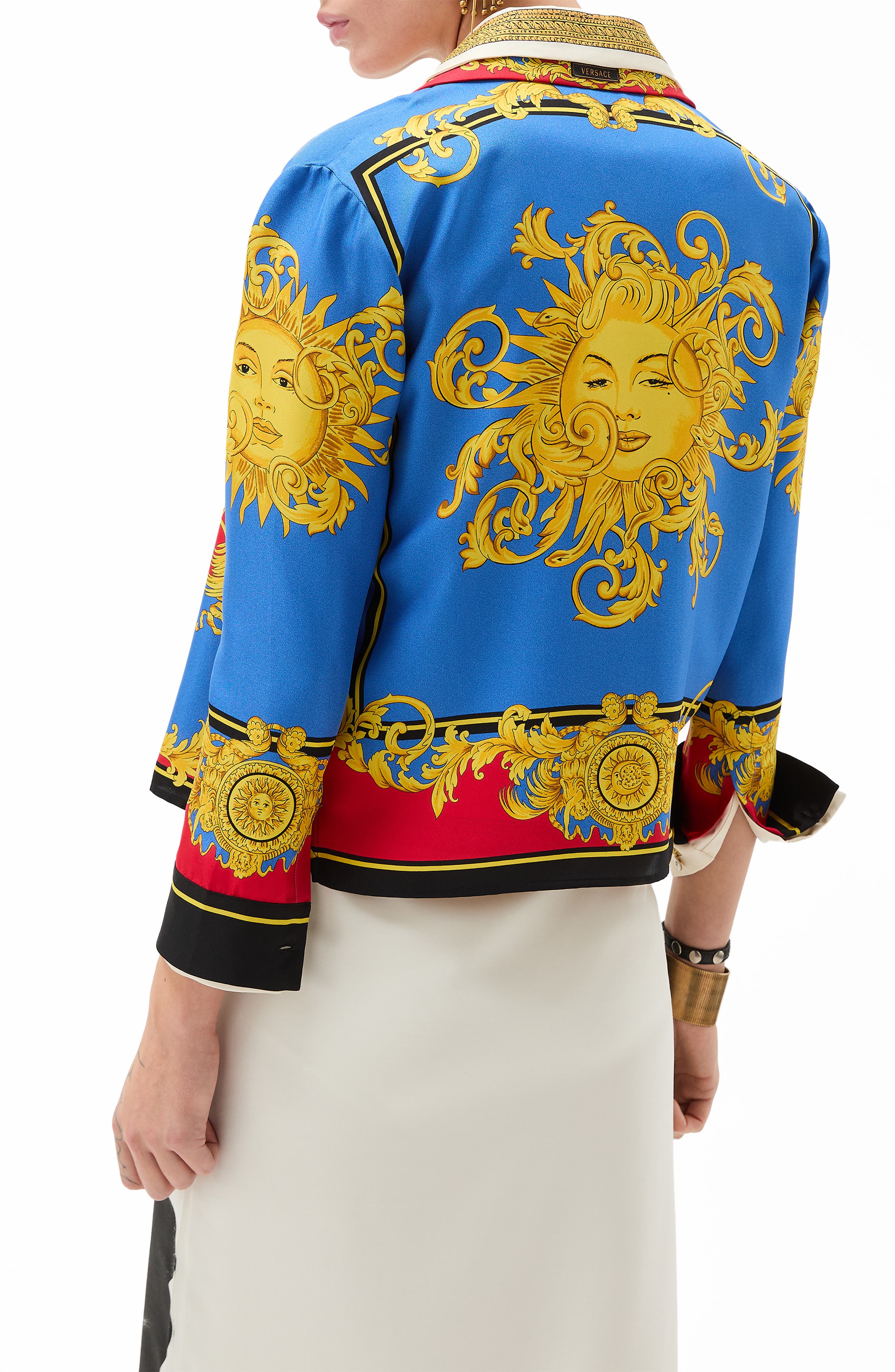 Versace Barocco Print Silk Twill Bowling Shirt (Women) | Nordstrom