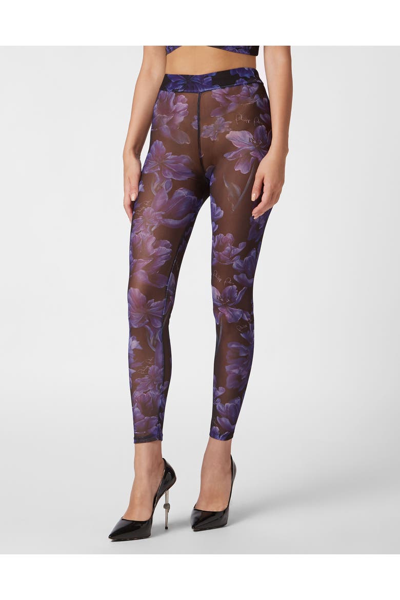 Leggings Flowers Women, Main, color, black