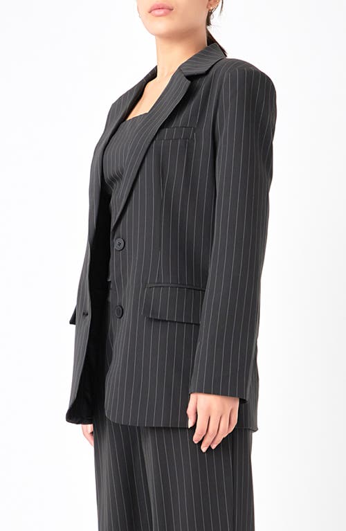 Grey Lab Oversize Pinstripe Blazer In Black