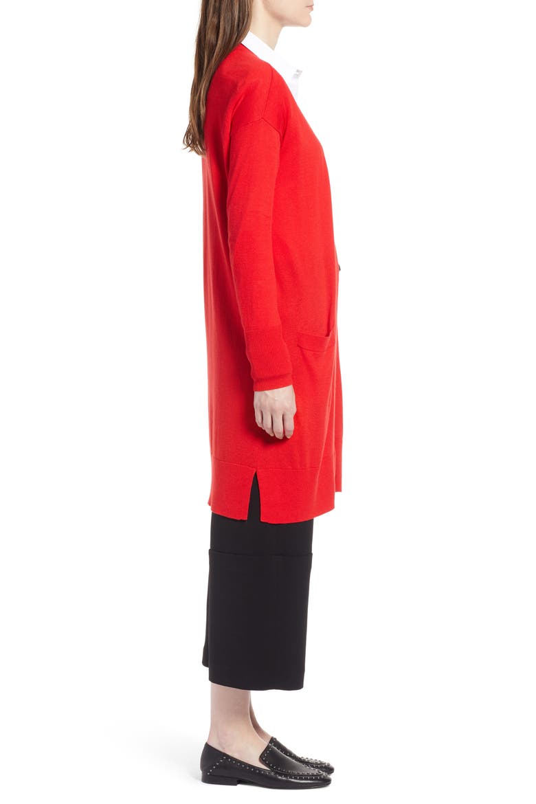 LONG CLOSURELESS CARDIGAN, Alternate, color, RED BLOOM