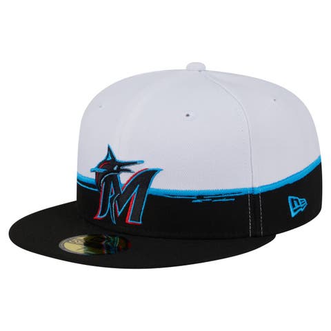 Men's New Era  Black/White Miami Marlins Paint Stroke 59FIFTY Fitted Hat