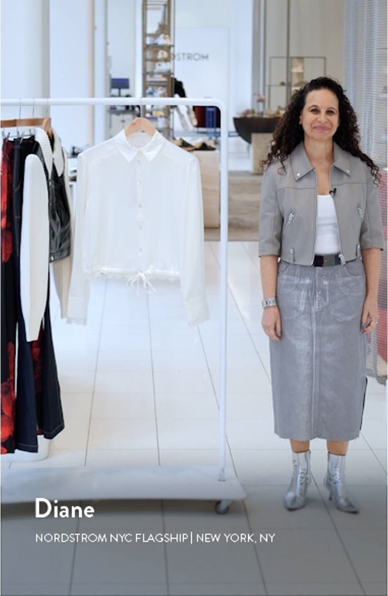 Mabyn Drawstring Waist Silk Button-Up Shirt, sales video thumbnail